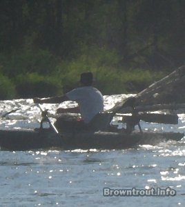 Paddle pontoon boat regarding the snake river in Idaho.