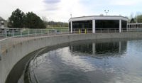 The edge of a waste liquid treatment plant tank