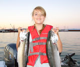 Girl holding salmon